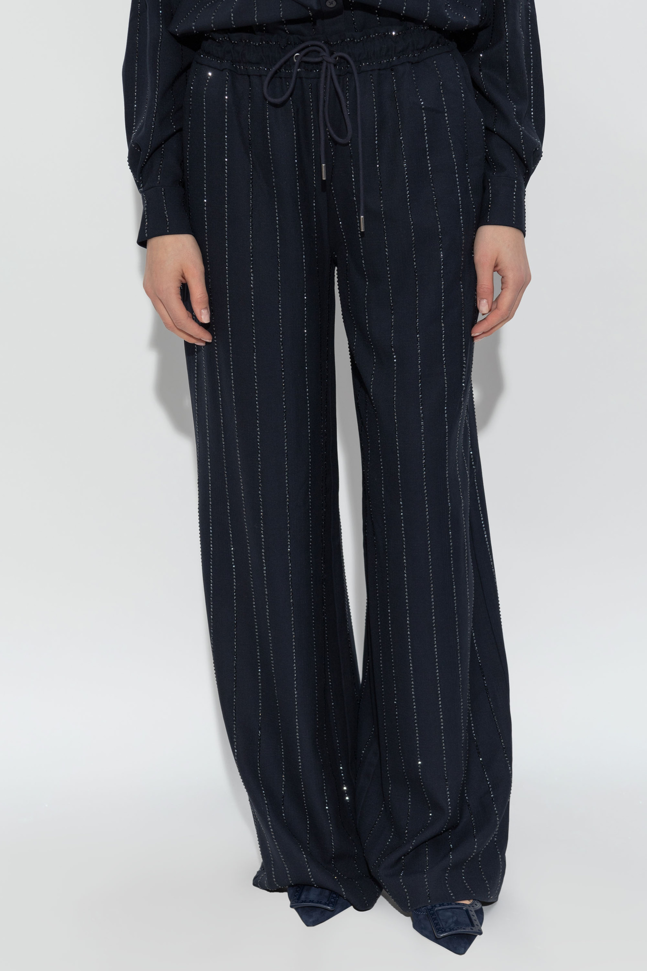 Self-Portrait Pants with shimmering sequins | Women's
